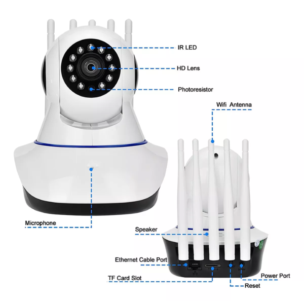 Camara Ip Wifi 5 Antenas - Interio - Visión Nocturna - Image 10